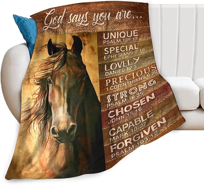 Horse Blanket Gifts for Girls, Women, Men, Kids, Adults - Soft Warm Cozy Fleece Throw for Couch, Sofa, Bed 50"x60"