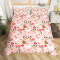 Manfei Christmas Duvet Cover Set Full Size, Santa Claus and Reindeer Bedding Set 3pcs for Kids Girls Adult, New Year Theme Comforter Cover Soft Polyester Quilt Cover with 2 Pillowcases,No Comforter