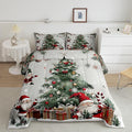 Merry Christmas Comforter Set Twin Size,Christmas Tree Snowflake Bedding Set for Kids Boys Girls Room Decor,Santa Claus X'Mas Theme Quilt Set 2Pcs,Star Polka Dot Glitter Duvet Insert,1 Pillowcase