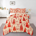 Feelyou Christmas Bedding Set Soft for Boys Girls, Xmas Tree Comforter Set Toddler Size Snowflake Candy Duvet Quilt Microfiber Pine Tree Bedroom Decor 2 Pcs with 1 Pillow Cases