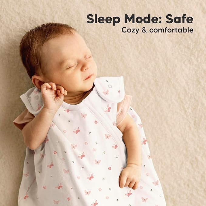 2-Pack Organic Baby Sleep Sacks, 100% Cotton - Soft & Breathable 0.5TOG Baby Wearable Blanket, Toddler Sleeping Sack 6-18 months, Easy to Wear Transitional Swaddles for Newborns,Infants(Mist Rose, M)