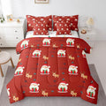 Santa Claus Bed Set Christmas Deer Bed in a Bag for Kids Boys Girls Winter Snowflake Comforter Set with Sheets Merry Christmas Khaki Red Bedding Set Bedroom Collection King Size
