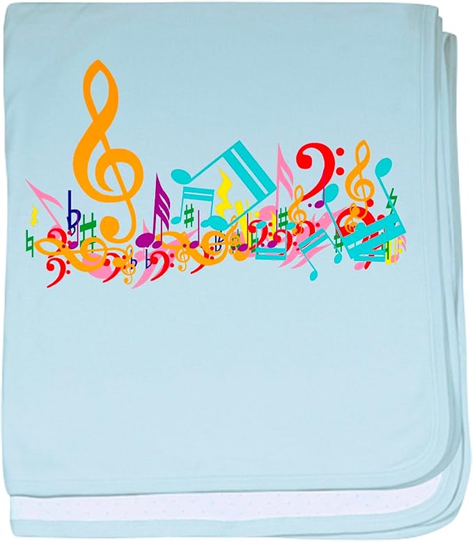 CafePress Colorful Musical Notes Baby Blanket, Super Soft Newborn Swaddle