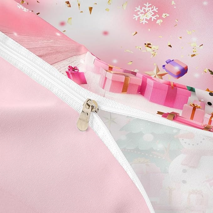 Christmas Bedding Set Kids Christmas Tree Snowman Xmas Theme Comforter Cover Set for Boys Girls Snowflake Duvet Cover Breathable Luxury Gift Boxes Bedspread Cover Room Decor Quilt Cover Toddler Size