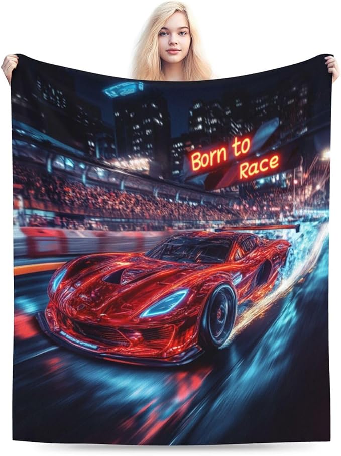 Car Blanket Cars Decor Throw Blanket Super Soft Flannel Lightweight Fluffy Plush Cozy Fuzzy Fleece Racing Lover Gifts Blanket for Kids Boys Adults Man for Bed Sofa 60"X80"