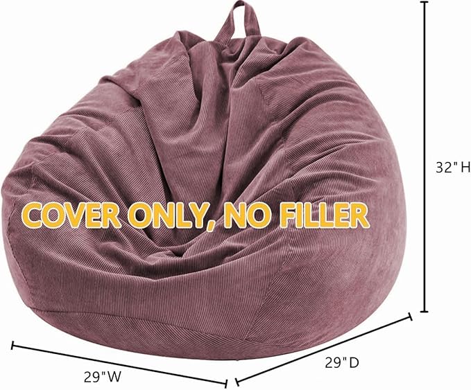 Nobildonna Bean Bag Chair Cover (No Filler) for Kids and Adults,Beanbag Stuffed Animal Storage Without Filling Plush Toys Holder and Organizer Soft Premium Corduroy 200L