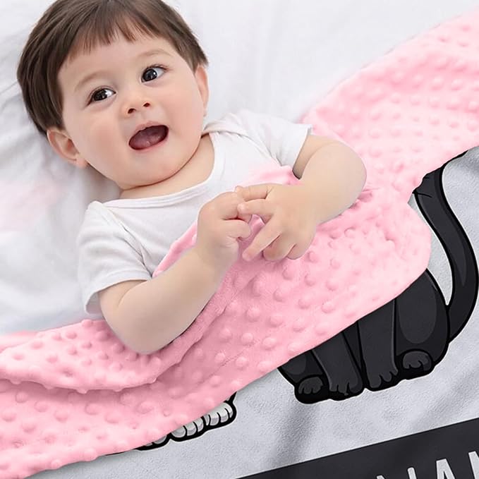 Personalized Halloween Blanket for Baby Girls, Custom Baby Blanket with Name, Cute Cat Pattern Soft Minky Dot Blanket, Halloween Decor Christmas Birthday Gifts for Kids Toddlers