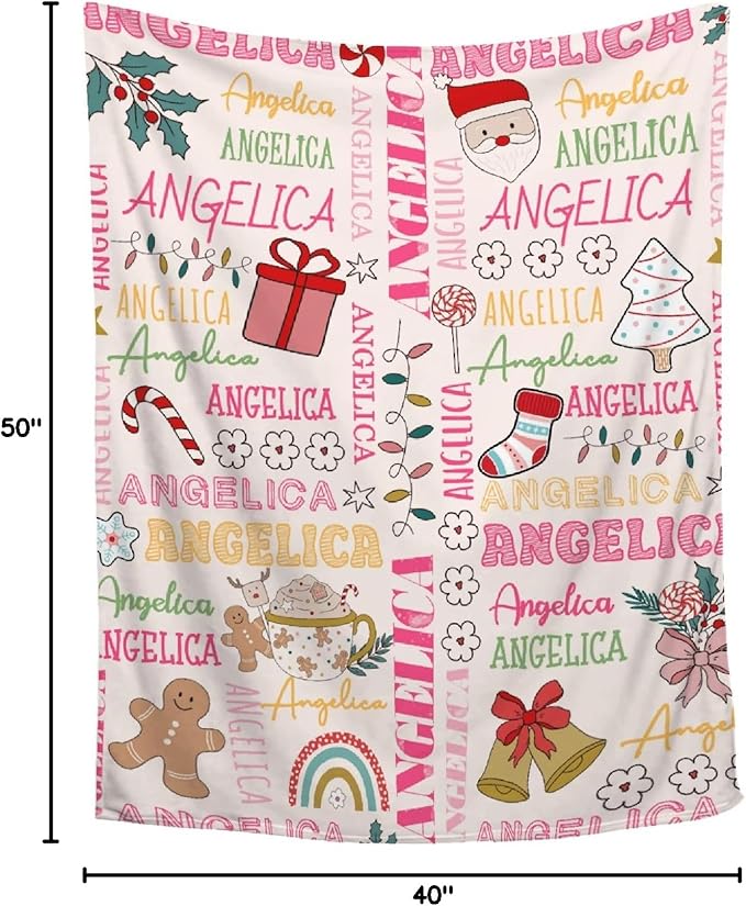 Custom Christmas Blanket | Personalized Holiday Blanket for Boys Girls | Plush Cozy Custom Name Blanket | Christmas Decor Personalized Gifts Name Blanket | 40"x50"-Kids/Throw Size