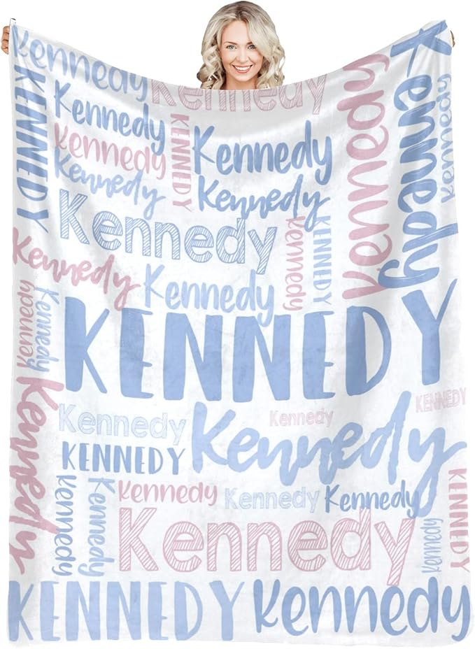 Dr.TOUGH Personalized Blankets with Name Customized Baby Blankets for Girls Boys Adults Monogrammed Blankets and Throws Christmas Birthday Mothers Fathers Valentines Day Gift (Light Blue,60''×80'')