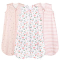 PHF Soft Baby Sleep Sack 6-12 Months 100% Organic Cotton Wearable Blanket, 2-Way Zipper 0.5 TOG Toddler Sleeping Sack 3 Pack, Comfy Sleep Bag for Baby Girls, Pink Floral (Medium)