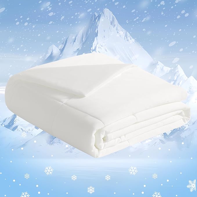 NTBAY Cooling Blanket Queen, 90x90 Inches - Lightweight Summer Bed Blanket for Hot Sleepers, Japanese Double-Sided Q-Max 0.45 Cooling Fabric, White