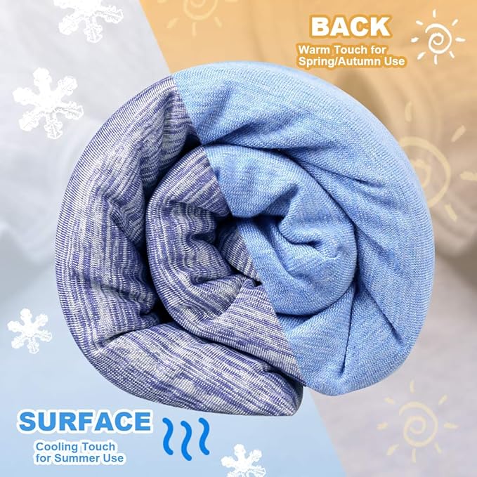 LUXEAR Cooling Blanket for Hot Sleepers Night Sweats Japanese Q-Max>0.5 Arc-Chill Cooling Fiber Keep Adults/Children Cool Twin Size Cool Summer Blanket 59 X 79in Soft Breathable All-Season-Blue