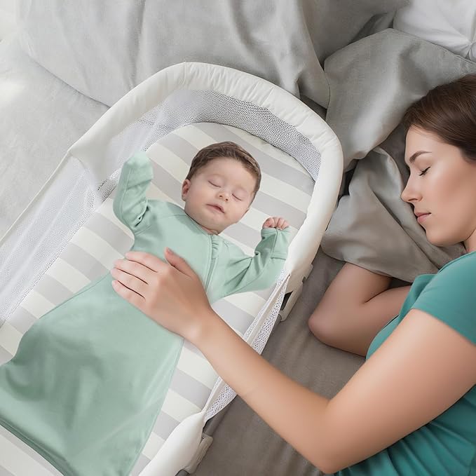 Baby Transitional Swaddle Sack Arms Up Length Sleeves Mitten Cuffs 2 Pack 3-6 Months, Soft Cotton Wearable Sleeping Bag Swaddling Blanket for Boys Girls Sleep Sacks Snug Fit Calms Startle Reflex