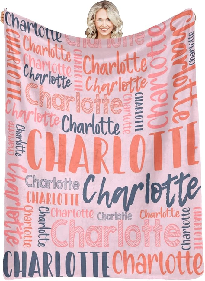 Dr.TOUGH Personalized Blankets with Name Customized Baby Blankets for Girls Boys Adults Monogrammed Blankets and Throws Christmas Birthday Mothers Fathers Valentines Day Gift (Pink,60''×80'')