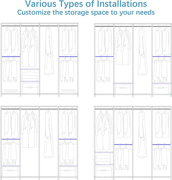 VIPEK V40C Plus Heavy Duty Clothes Rack with Oxford Fabric Cover, Extra Large Covered Clothing Rack for Hanging Clothes Portable Wardrobe Closet Black Closet Rack with Grey Cover, Max Load 1300lb