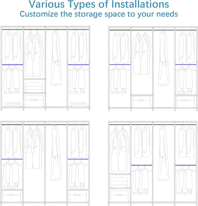 VIPEK V40C Covered Clothes Rack Heavy Duty Clothing Rack with Cover, Custom Freestanding Closet Portable Wardrobe Closet for Bedroom, Large Black Coset Rack with Black Oxford Fabric Cover