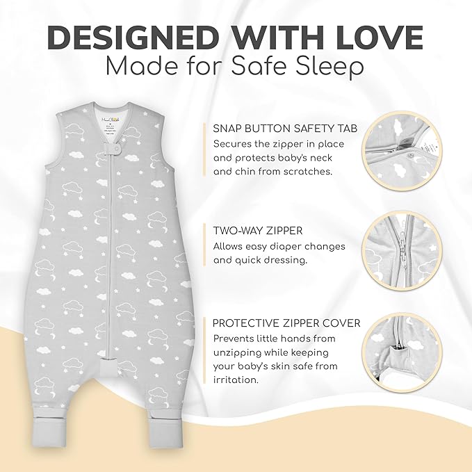Mama Cheetah Toddler Sleep Sack with Feet, 2.5 TOG Organic Cotton Baby Sleeping Bag with Legs, Winter Baby Wearable Blankets for Early Walker 6-18 Month