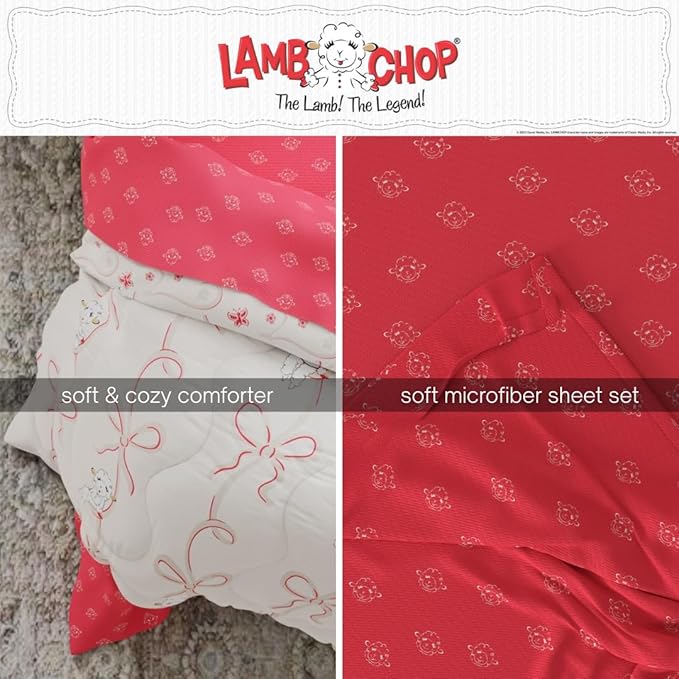 Lamb Chop Retro Classic 7 Piece Full Bedding Set - Super Soft Cozy Reversible Comforter and Sheet Set with Sham, (Officially Licensed Product) by Franco