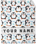 Personalized Penguin Gifts for Girls Kids - 40" x 50" Inches Cute Penguin Blankets for Teens - White Soft Lightweight Throws for Sofa, Crib & Bed