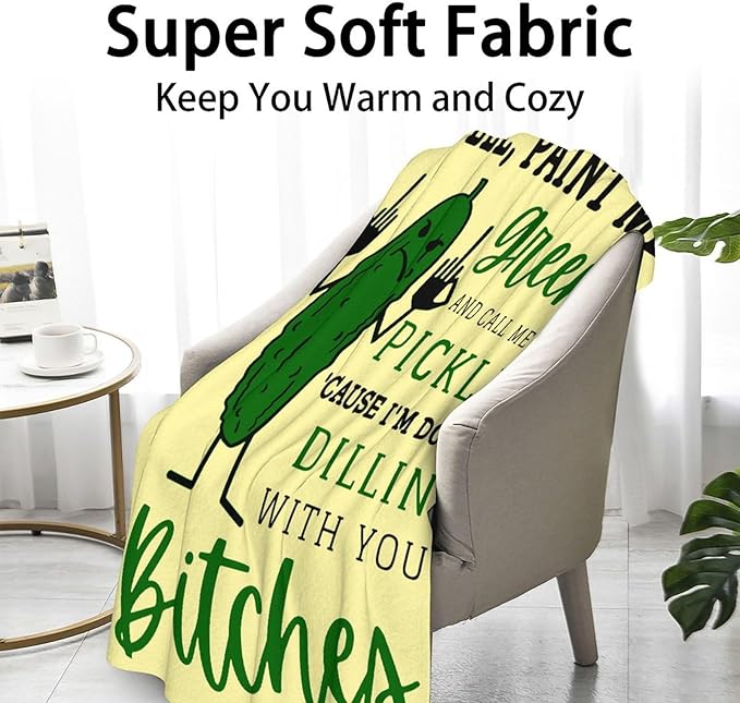 Pickle Throw Blanket for Kids - 40x50 Inches Crib Size - Soft Fluffy Cozy Blankets Gift - Beige Novelty Blanket Throws for Travel, Office