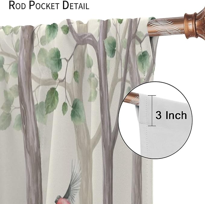 Forest Animal Curtains,Fox Elk Bird Animal Watercolor Woodland Print Curtains Kids Nursery Bedroom Living Room Home Decoration 42x63in