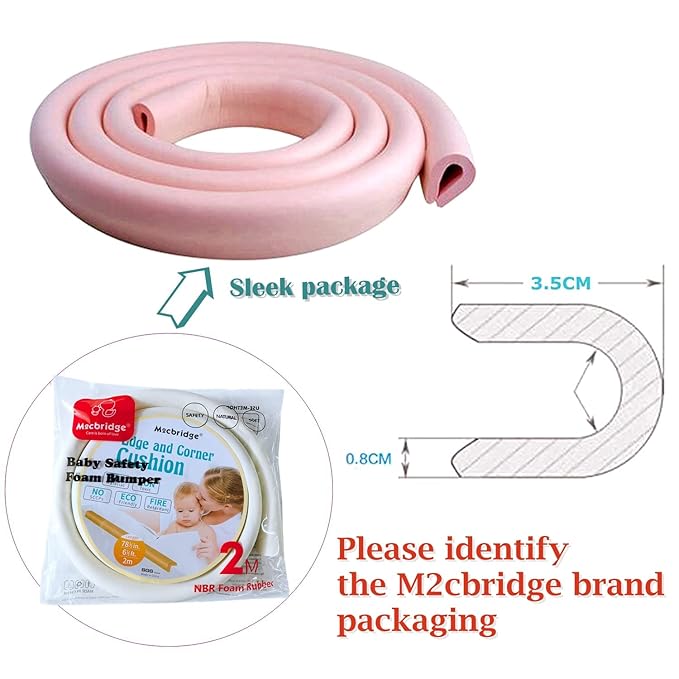 M2cbridge U Shape Extra Thick Furniture Table Edge Protectors Foam Baby Safety Bumper Guard 6.5 Ft (Off White)