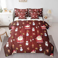 Christmas Kids Bed Set Cute Snowman Santa Claus Decorations Bed in a Bag Boys Girls Bear Rabbit Comforter Set with Sheets Christmas Bells Cartoon Design Bedding Set Bedroom Collection Queen Size