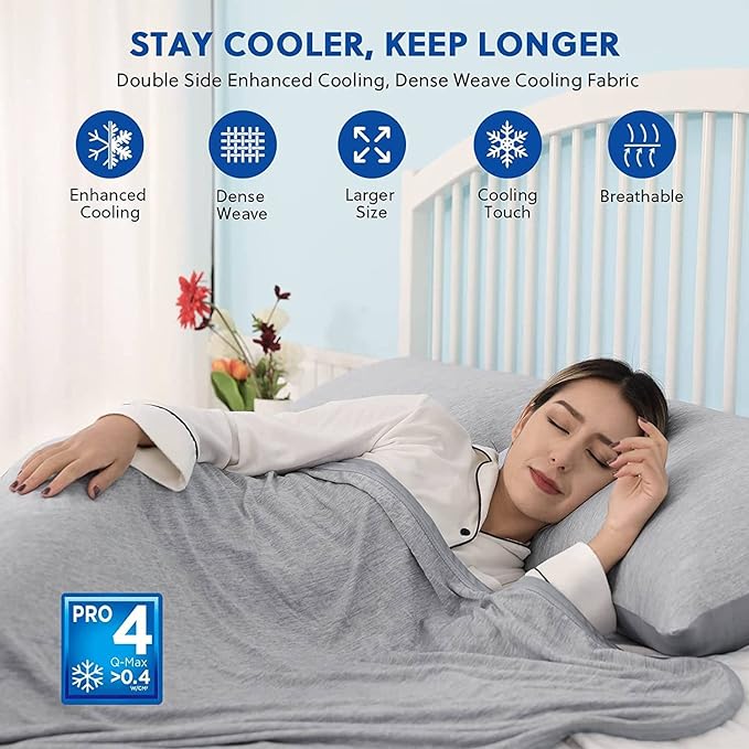 HOMFINE Cooling Blankets for Hot Sleepers - Summer Blanket Thin Lightweight Breathable Soft Double Side Enhanced Cooling for Bed Couch Sofa, Keep Cool for Night Sweats (Grey, 50 x 70 inches)