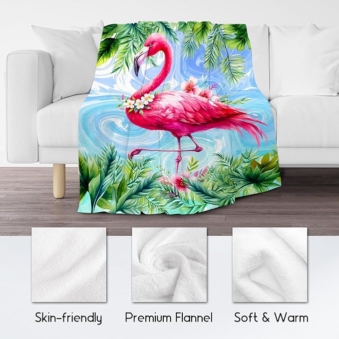 Girls Blanket Flamingo Blankets Gifts - Flannel Soft Throws for Room Decor/Bed - 60"x80"