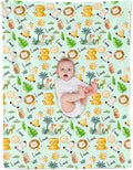 Custom Safari Animals Blanket Gift, Personalized Baby Blanket with Name, Soft Plush Flannel/Sherpa Fleece Throw Blankets for Toddler Kid Teen Boys Girls Color04