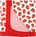 Premium Baby Blankets, Soft Viscose from Bamboo Blanket for Girls, Nursery Crib Bedding Quilt for Newborn and Toddler, Ruffle Blanket Cooling for Hot Sleepers, 50''x50'' Strawberry