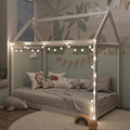 Merax Wood House Bed,Floor Bed with Wood Slats,No Box Spring Needed,Twin Size, White