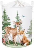 Forest Animals Baby Laundry Hamper Collapsible Clothes Kids Storage Basket Bear Fox Large Boys Girls Gift Toy Box Bin for Nursery, Deer, 63L