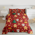 Feelyou Merry Christmas Comforter Set Full Size Gingerbread Man Bedding Set for Kids Boys Girls Cute Deer Duvet Quilt Christmas Tree Microfiber 3 Pcs with 2 Pillow Cases
