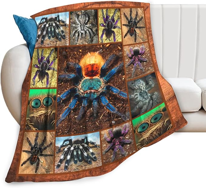 Tarantula Spider Blanket Gifts for Tarantula Lovers Tarantula Throw Blanket for Men Women Kids Adults Soft Warm Cozy Fleece Blanket for Couch Sofa Bed 60"x80"