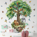 Suspended Tree Wall Decals Jungle Safari Animals Wall Decal Stickers for Kids Bedroom Playroom Nursary Classroom 51.57x48.03 inches