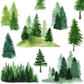 Watercolor Pine Tree Wall Decals Green Pine Tree Wall Sticker Large Tree Wall Decals Nature Woodland Forest Tree Wall Stickers for Nursery Bedroom Living Room Decor