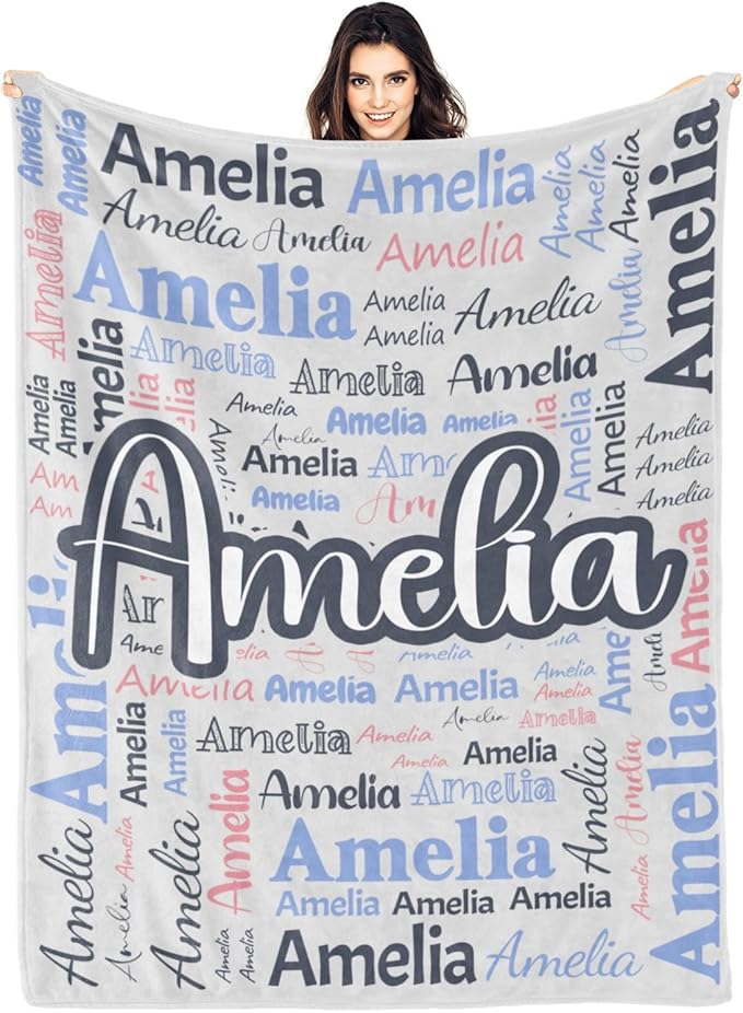 Dr.TOUGH Personalized Blanket for Adult Kids with Name Customized Blankets Personalized Throw Blanket for Christmas Birthday Gifts