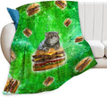 Tijuboni Hamburger Cat Throw Blanket Funny Cat Gifts for Girls Boys Women Men Kids Adults Soft Flannel Fleece Blanket for Couch Sofa Bed Home Decor 40"x50"