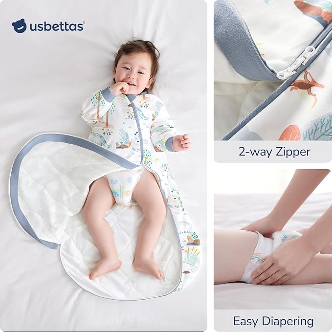 Baby Sleep Sack with Removable Sleeves, Breathable Wearable Blanket for Newborn & Toddler 6-36 Months, Cute Print