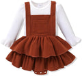 YOUNGER TREE Newborn Baby Girl Fall Winter Outfits Long Sleeve Romper Corduroy Overall Dress Infant Skirt Clothes Sets
