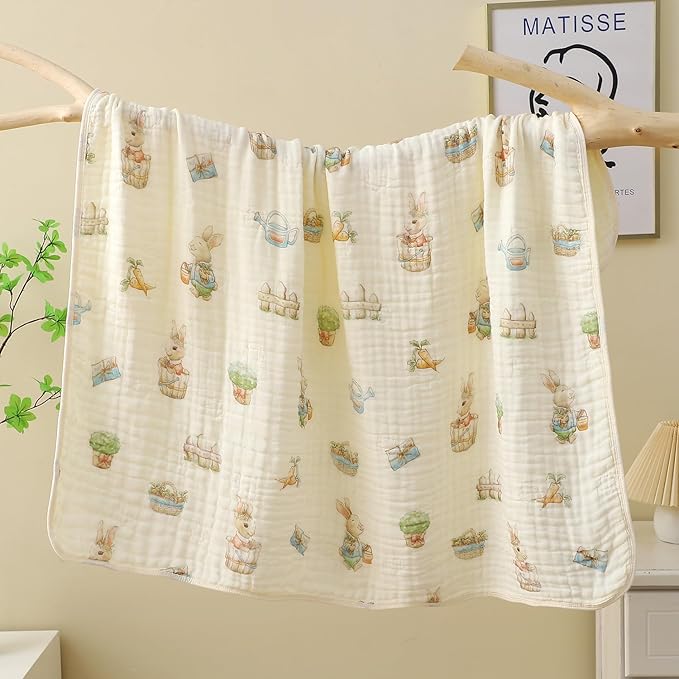 Ultra Soft Muslin Baby Blanket, Made of Viscose from Bamboo, A Versatile Swaddle and Bed Blanket for Babies, Toddlers, Boys, and Girls (1 Pack).