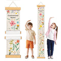 Personalized Name Growth Chart Wall Decor for Kids – Canvas Removable Height Chart Measuring Ruler 59" x 7.9" (Flowers and Plants)