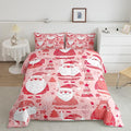 Feelyou Cute Santa Claus Bedding Set for Kids Boys Girls King Size Christmas Comforter Set Ultra Soft Winter Comforter Xmas Tree Duvet Quilt Bedroom Decor Christmas Decorations Quilt