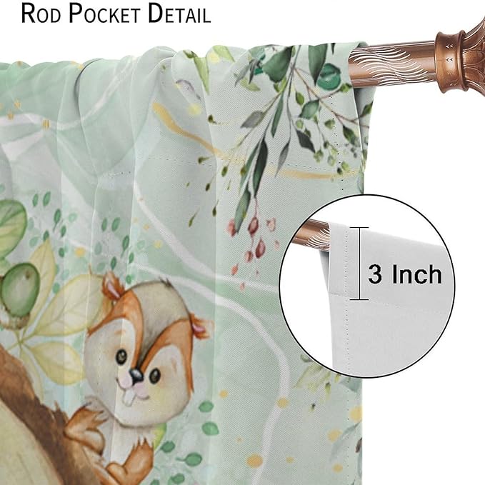 Kids Safari Animal Curtains Cute Watercolor Wildlife Jungle Window Treatments for Boys Girls Bedroom Inspirational Motivational Quotes Nursery Children Drapes for Living Room W42xL63(Decor)