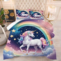 kxry Unicorn Galaxy Comforter Sets Full Size Cartoon Blue Sky Rainbow Bedding Set Star Cloud Bedding Quilt for Kids Teens Girls 1 Comforter+ 2 Pillowcases