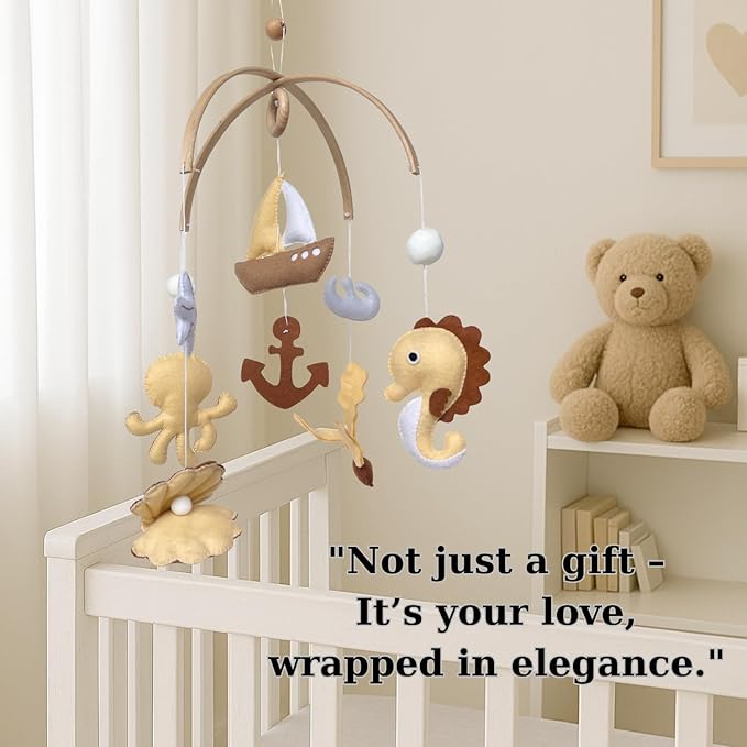 Baby Mobile, Ocean Montessori Hanging Set, Handmade Felt Under-The-Sea Nursery Decor