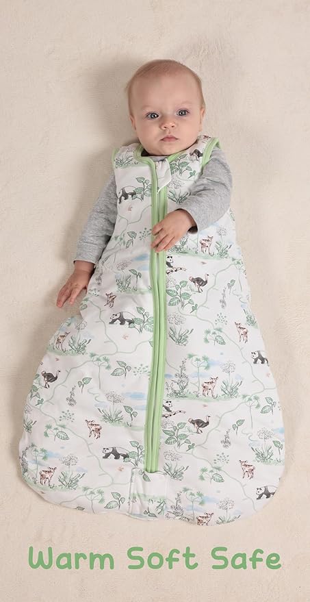 Baby Sleeping Bag 2.5 TOG Cotton Winter Sleep Sack for Newborn babies, Unisex Baby Wearable Blanket with Animal Patterns, Panda, S