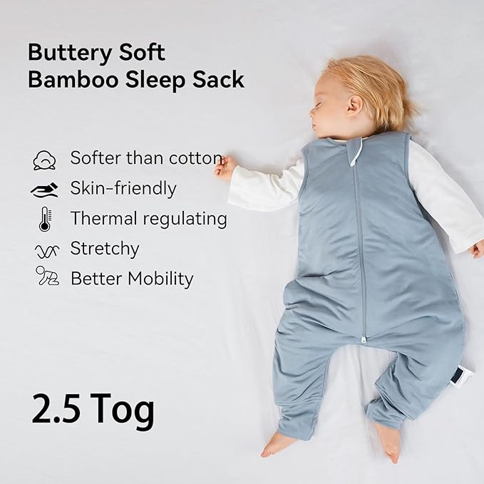 BubblePanda Rayon Made From Bamboo Toddler Sleep Sack with Feet 12-24 Months 2.5 Tog Winter Ultra Soft Warm Baby Sleep Bag Walker 1t-2t Quilted Thick Wearable Blanket with Legs 2-Way Zipper