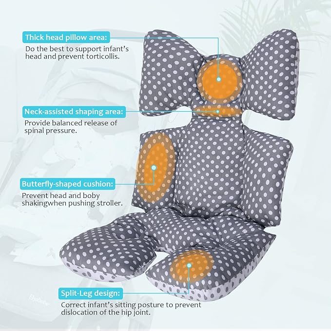 Baby Seat Pad Liner for Stroller, Universal Stroller Cushion Pad for Baby Soft and Breathable 3D Air Mesh Cotton Stroller Liner Insert Car Seat Insert (Dots)